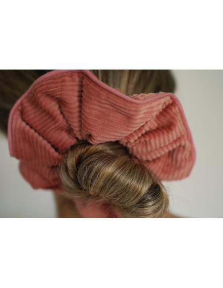 Chouchou Gaby Velours Côtelé Rose Ancien