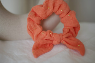 Chouchou Noeud Enfant Lou Corail et doré