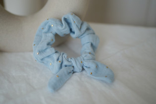 Chouchou Noeud Enfant Lou Bleu Glacier et doré