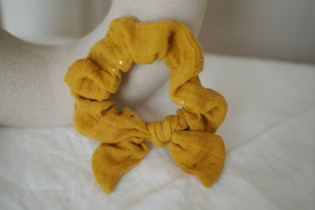 scrunchie bow kids Lou Jaune Moutarde et gold