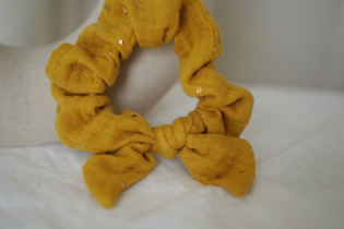 scrunchie bow kids Lou Jaune Moutarde et gold 2