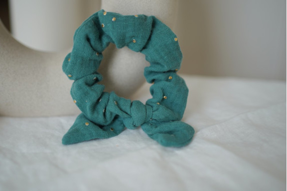 scrunchie bow kids Lou Vert Bleu et gold