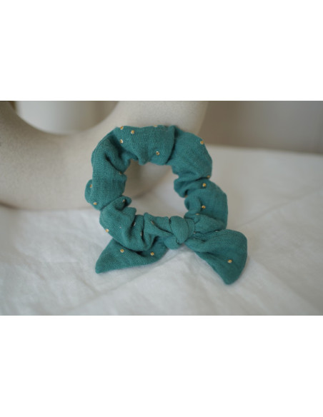 scrunchie bow kids Lou Vert Bleu et gold
