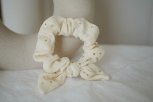 scrunchie bow kids Lou Ecru and gold