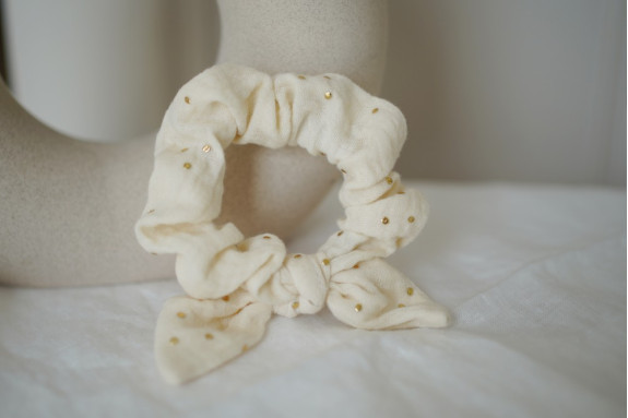 scrunchie bow kids Lou Ecru and gold
