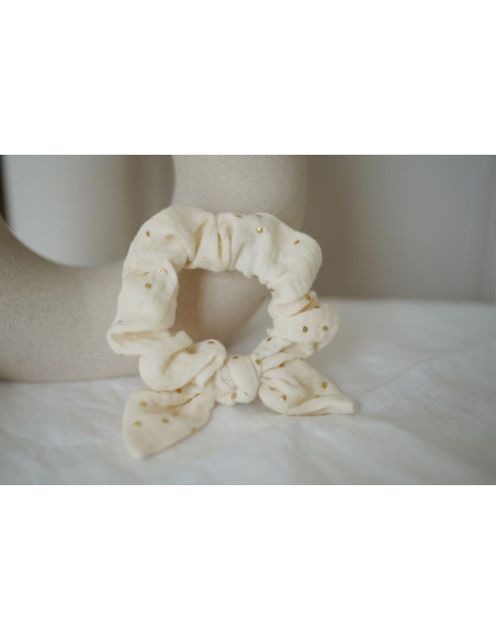 scrunchie bow kids Lou Ecru and gold