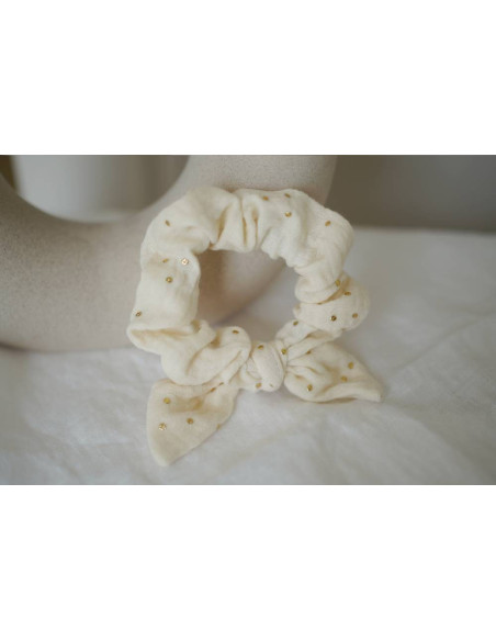 scrunchie bow kids Lou Ecru and gold