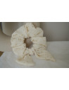 scrunchie bow Ivy Ecru with Gold Polka Dots