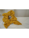 Chouchou Noeud Ivy Jaune Moutarde à Pois Dorés