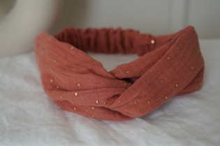headband Lina Rose Marsala with gold polka dots