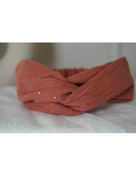 headband Lina Rose Marsala with gold polka dots