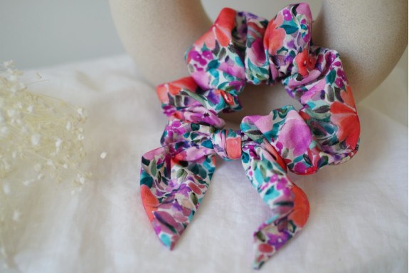 scrunchie bow Capucine Pink Orange and Purple