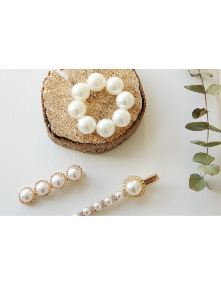 Barrette Léliana Perles Blanches