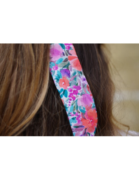 Chouchou ruban Capucine Rose Orangé et Violet