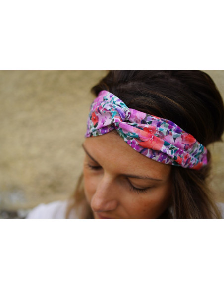 Bandeau Capucine Rose Orangé et Violet