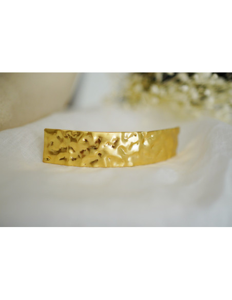 hair clip Orélia gold hammered rectangular