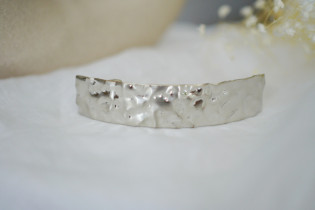 hair clip Orélia silver hammered rectangular