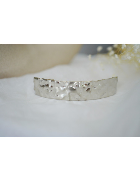 hair clip Orélia silver hammered rectangular