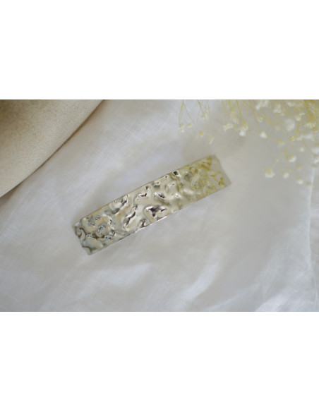 hair clip Orélia silver hammered rectangular