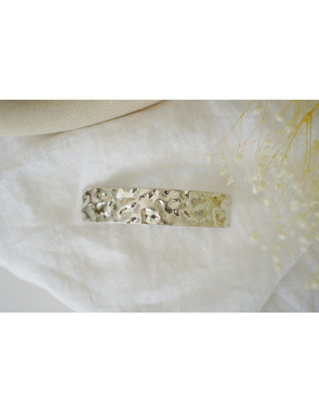 hair clip Orélia silver hammered rectangular
