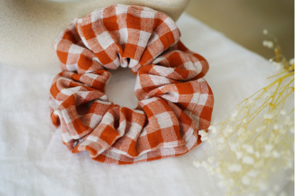 scrunchie Suzanne Vichy Rouille et Blanc