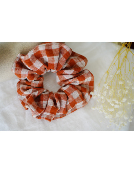 scrunchie Suzanne Vichy Rouille et Blanc