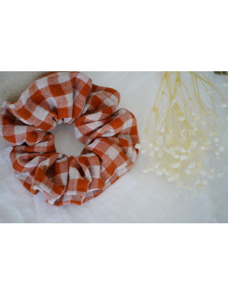 scrunchie Suzanne Vichy Rouille et Blanc