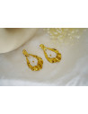 Golden dangling Beryl earrings with white pearl