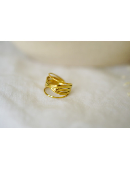 gold adjustable cross ring Célina