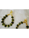 Éléonore earrings with green and gold beads