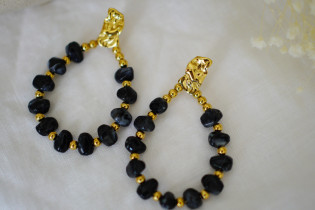 Éléonore black and gold pearl earrings
