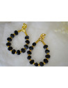Éléonore black and gold pearl earrings