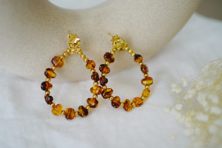 Éléonore earrings with brown and gold beads