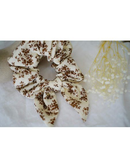 scrunchie bow Garance Fleuri Cream and Brown