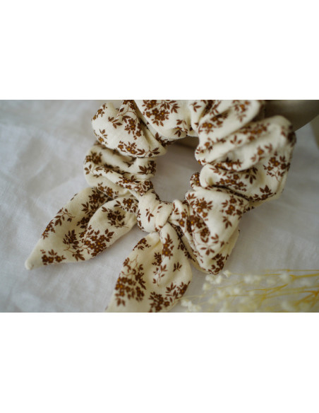 scrunchie bow Garance Fleuri Cream and Brown