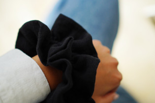 Maxi scrunchie Cléa Double Cotton Gauze Plain Black
