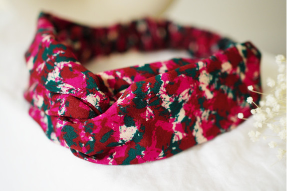 headband Léonie Printed Plum and Dark Green