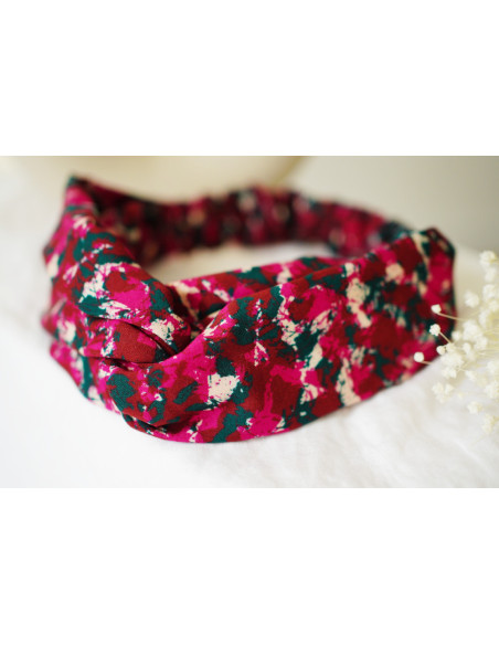 headband Léonie Printed Plum and Dark Green