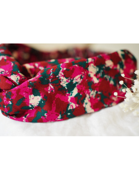 headband Léonie Printed Plum and Dark Green
