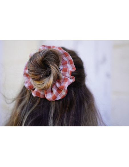 scrunchie Suzanne Vichy Rouille et Blanc