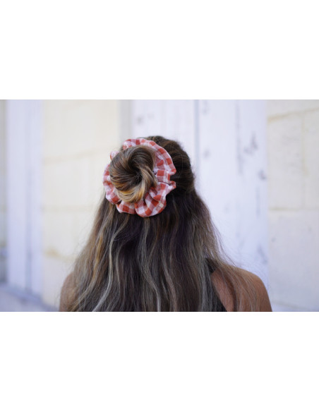 scrunchie Suzanne Vichy Rouille et Blanc