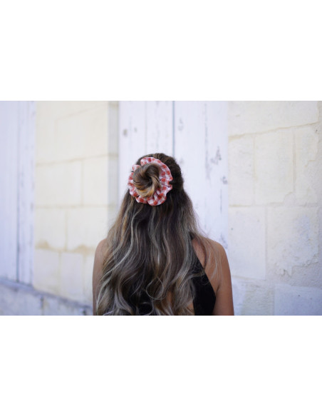scrunchie Suzanne Vichy Rouille et Blanc