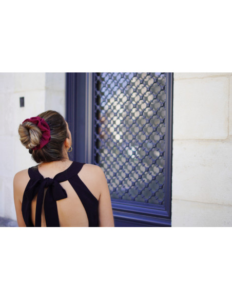 Maxi scrunchie Apolline Double Gaze de Coton Uni Rouge Burgundy