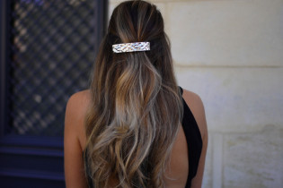 hair clip Orélia silver hammered rectangular 2