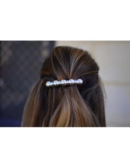 Aubeline silver hair clip with round pearls