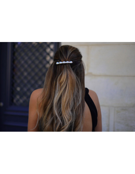 Aubeline silver hair clip with round pearls