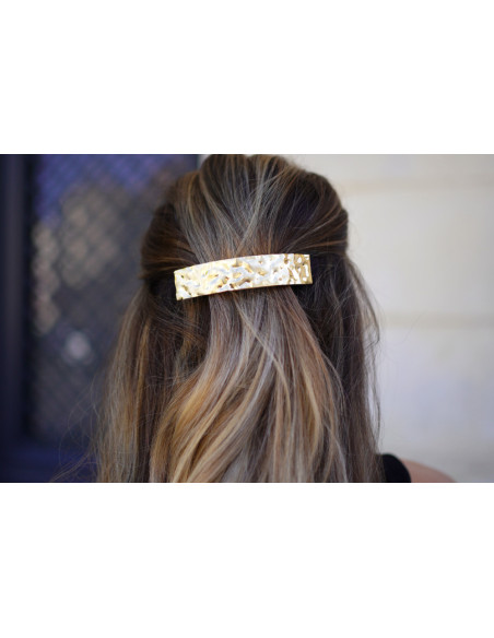 hair clip Orélia gold hammered rectangular
