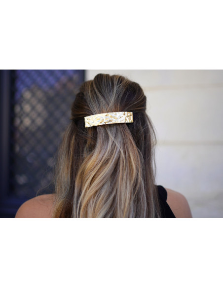 hair clip Orélia gold hammered rectangular