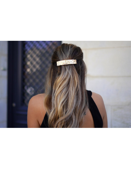 hair clip Orélia gold hammered rectangular