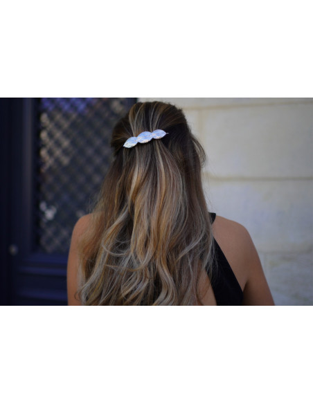 hair clip Hazel silver leaf motif